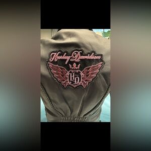 Harley-Davidson Black and Pink Leather 3m thinsulate Jacket small fitted